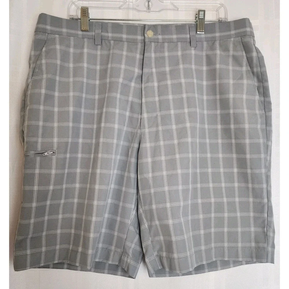 Grand Slam Performance Plaid Mens Shorts‎ Size 38 Gray White